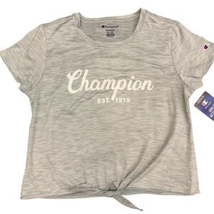 Champion Heather Gray Tee with Tie Twist